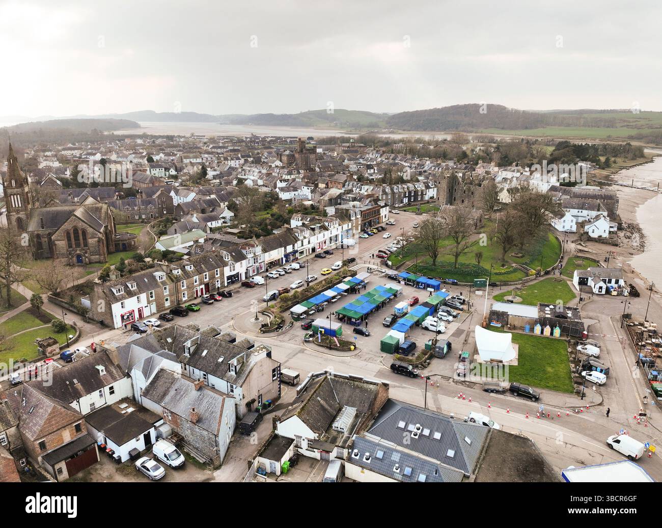 Aerial drone view of Kirkcudbright Stock Photo