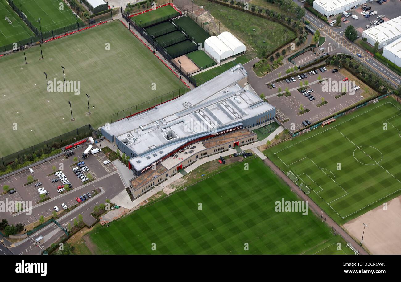 aerial view of Liverpool FC training facility at Knowsley, Merseyside Stock Photo