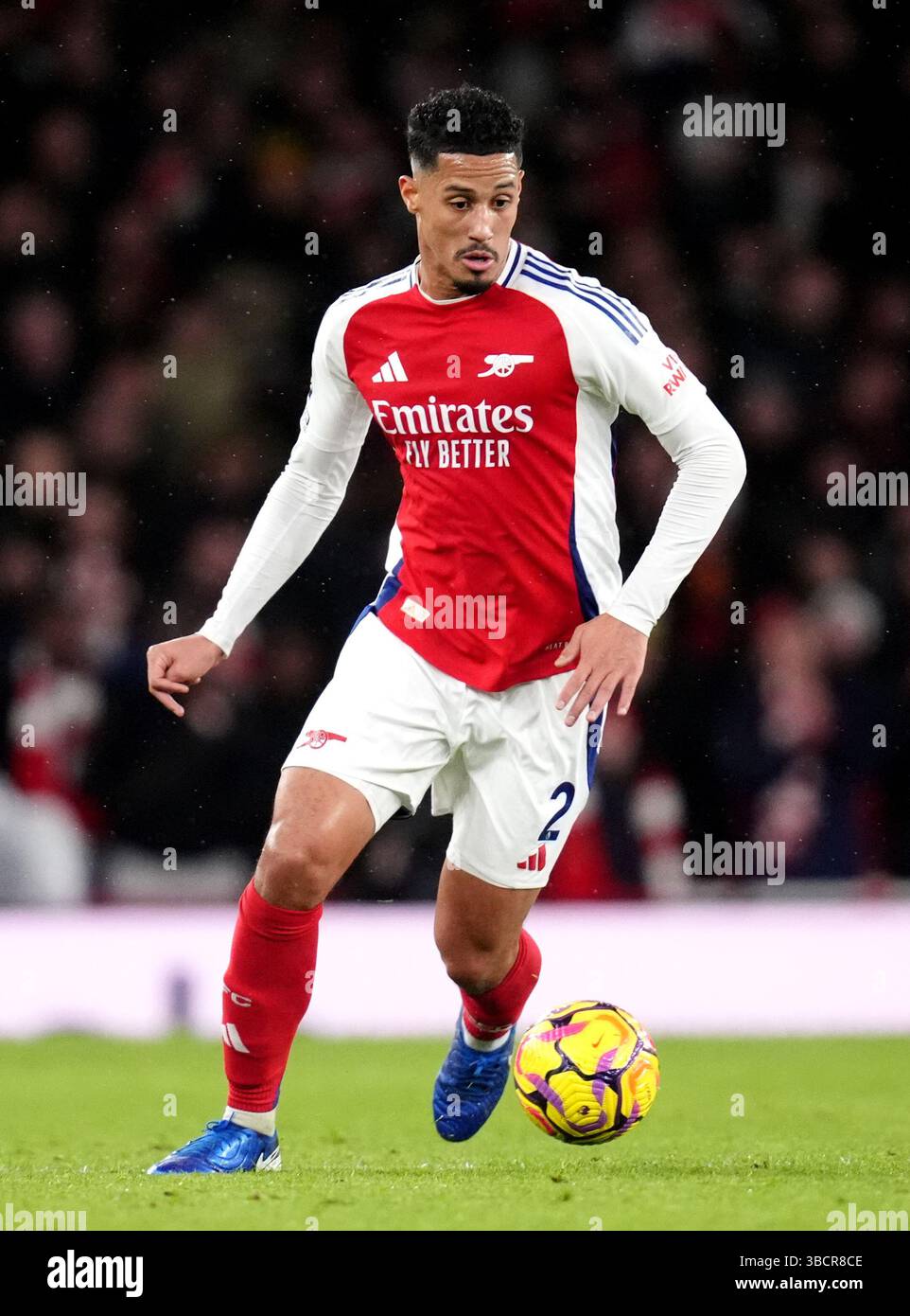 File photo dated 04-12-2024 of William Saliba. Arsenal pair Jurrien Timber and William Saliba will miss the Gunners' final game of the season at Southampton. Issue date: Wednesday May 21, 2025. Stock Photo
