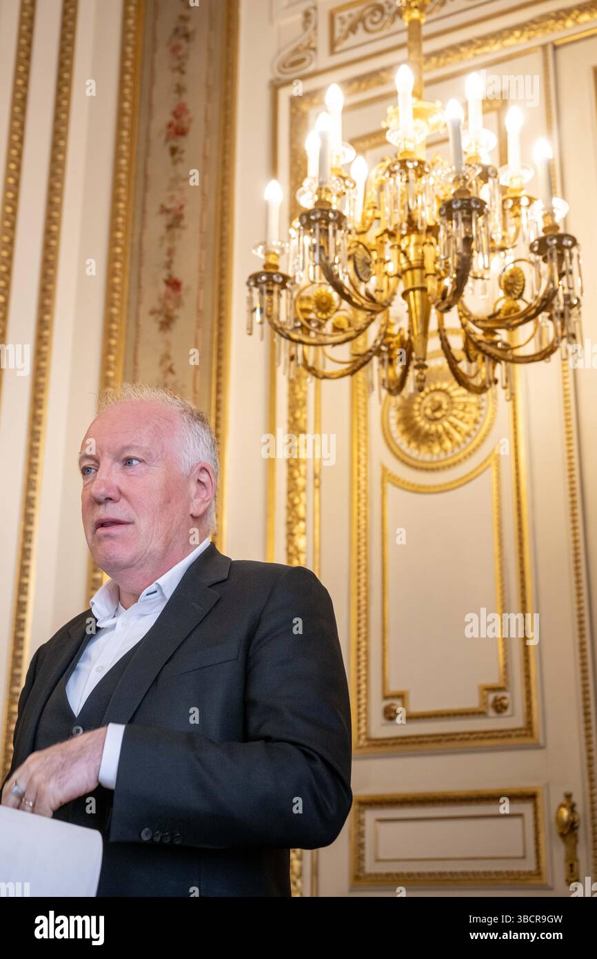 Brussels, Belgium. 21st May, 2025. National Bank (BNB-NBB) director Tom  Dechaene is pictured during a press conference of the Belgian national bank  BNB/NBB, to present the 2025 year report, Wednesday 21 May