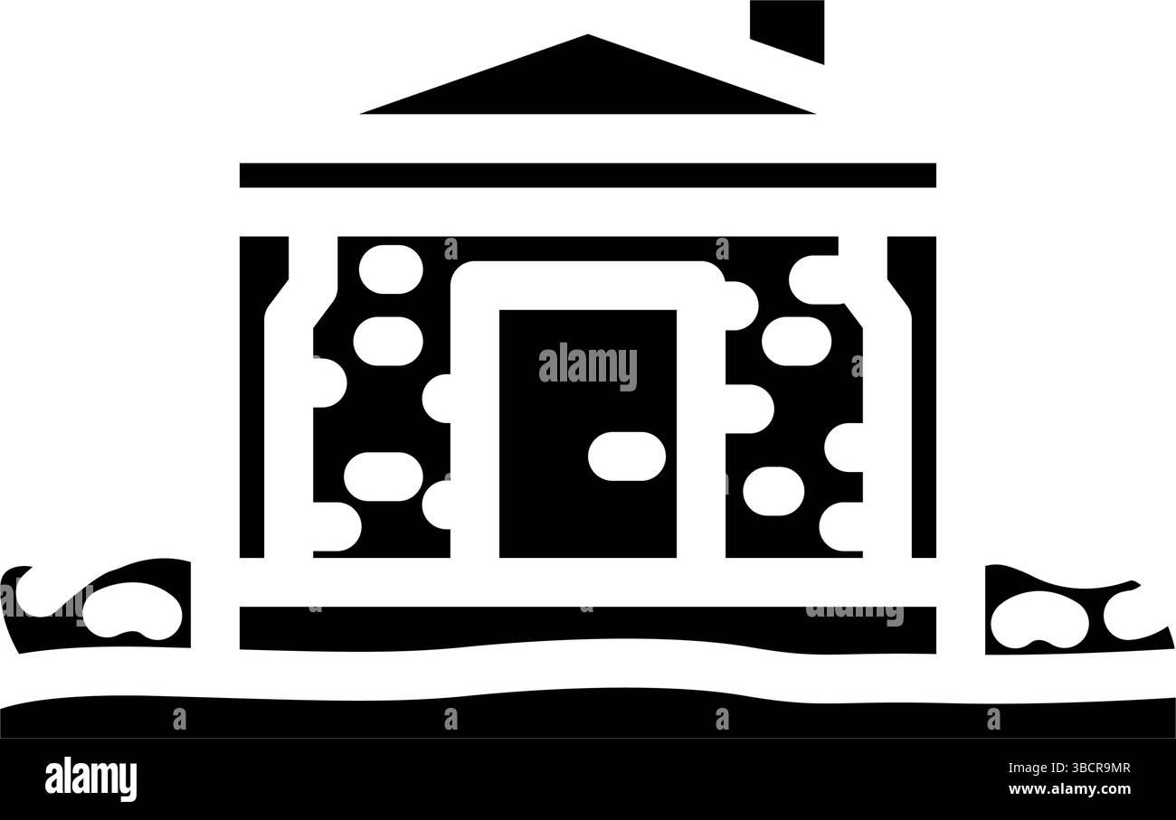 tiny wooden cabin glyph icon vector illustration Stock Vector Image ...