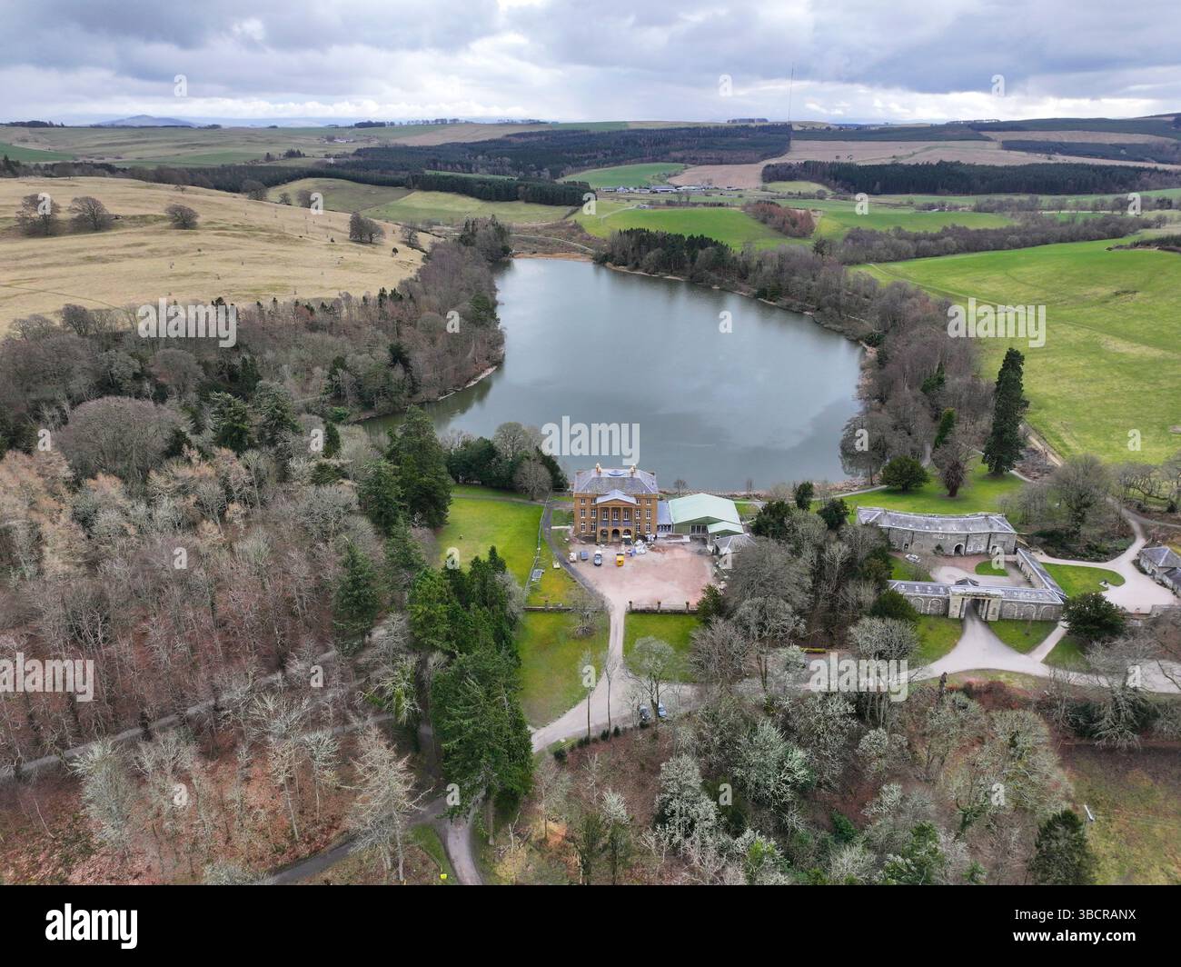 Aerial drone view of The Haining Selkirk Stock Photo