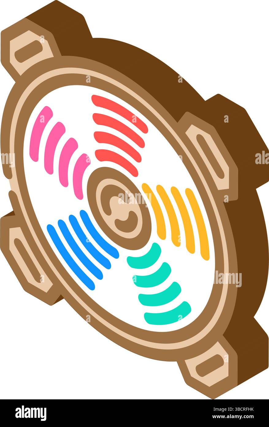rgb led cooling fans gaming pc isometric icon vector illustration Stock ...