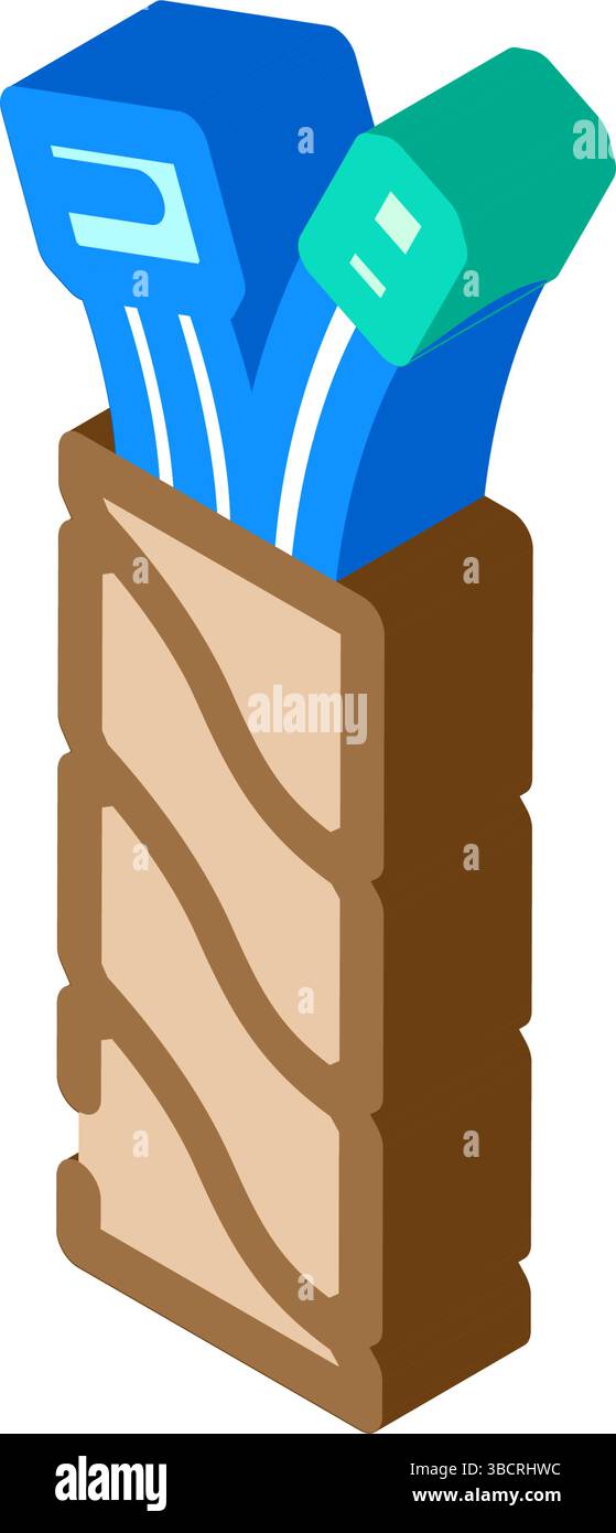 cable management system gaming rig isometric icon vector illustration ...