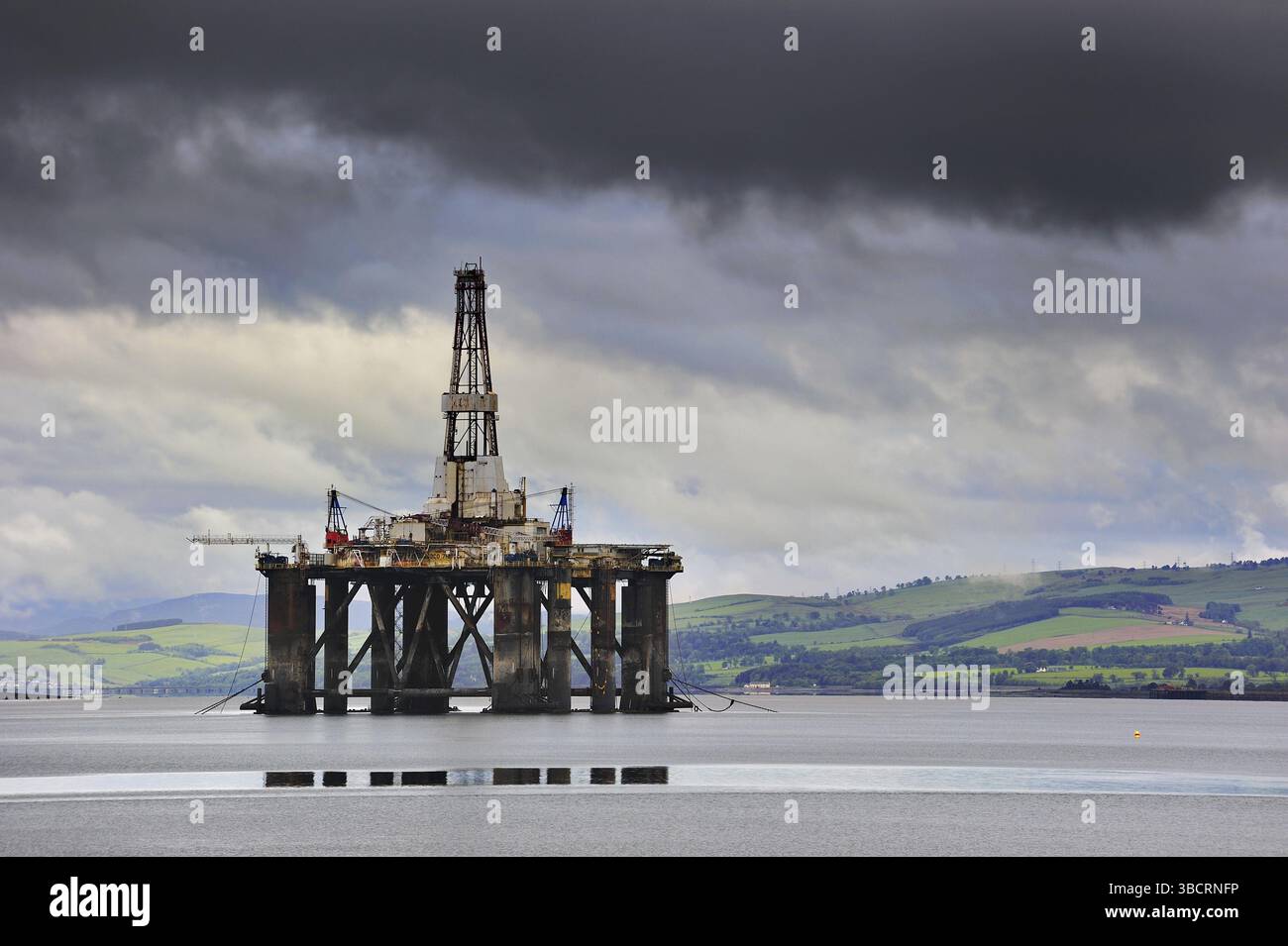 Ross Rig Oil rig, oil drilling platform waiting to be repaired in Cromarty Firth ...