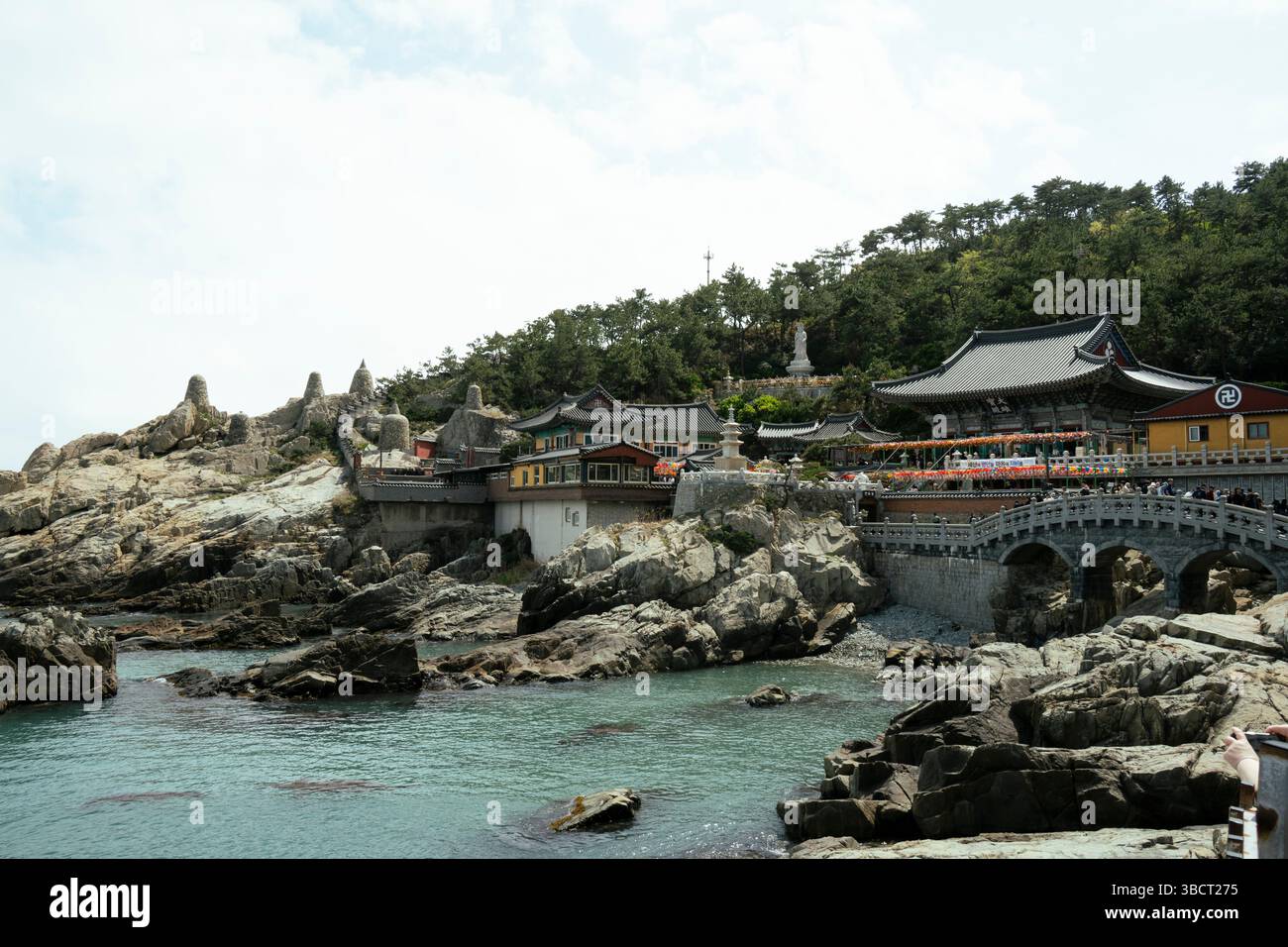 Busan, South Korea. Colorful Buddhist Temple on the cliff Haedong Yonggungsa Stock Photo
