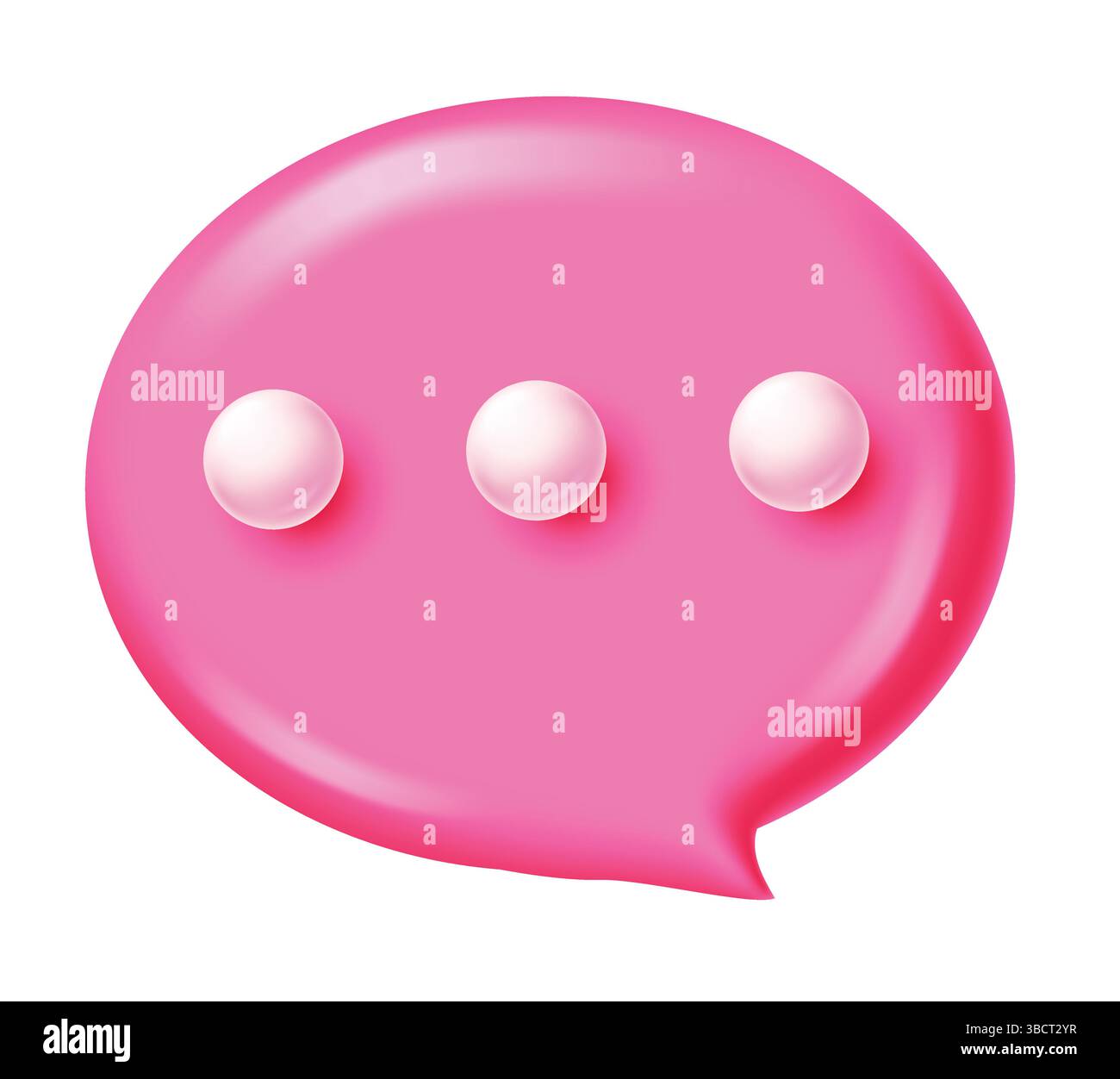 Glossy pink speech bubble vector design, cute speech bubble isolated in white background, vector illustration Stock Vector