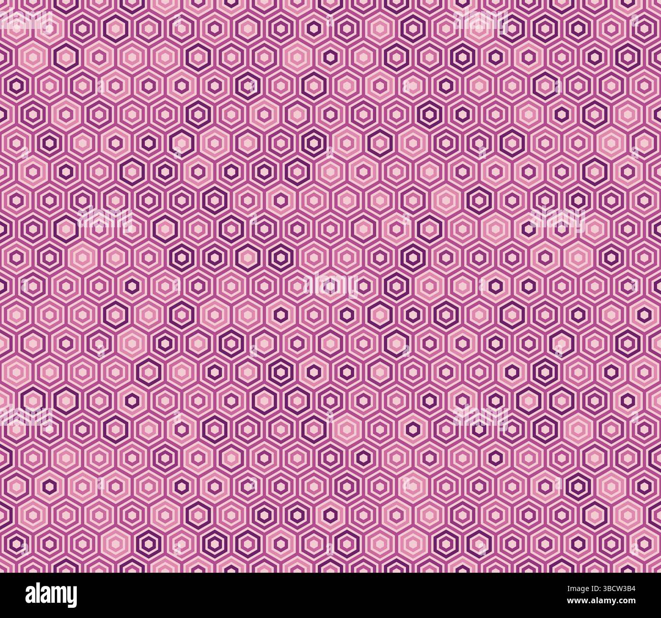Tileable Hexagon Pattern. Plain hexagon frames. Pink color tones. Hexagon geometric shapes. Tileable pattern. Seamless vector illustration. Stock Vector