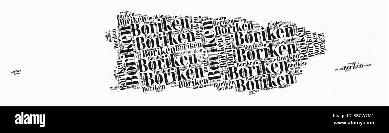 Puerto Rico Text Style Regions. Country region names word clouds in Spanish language. Beautiful vector illustration. Stock Vector
