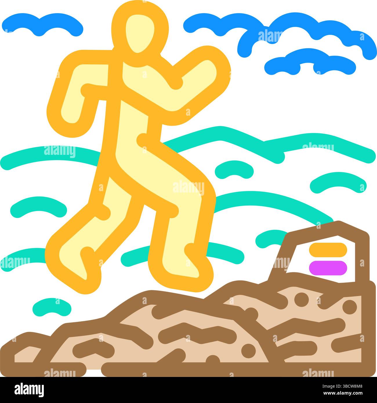 mountain trail running outdoor fitness color icon vector illustration ...