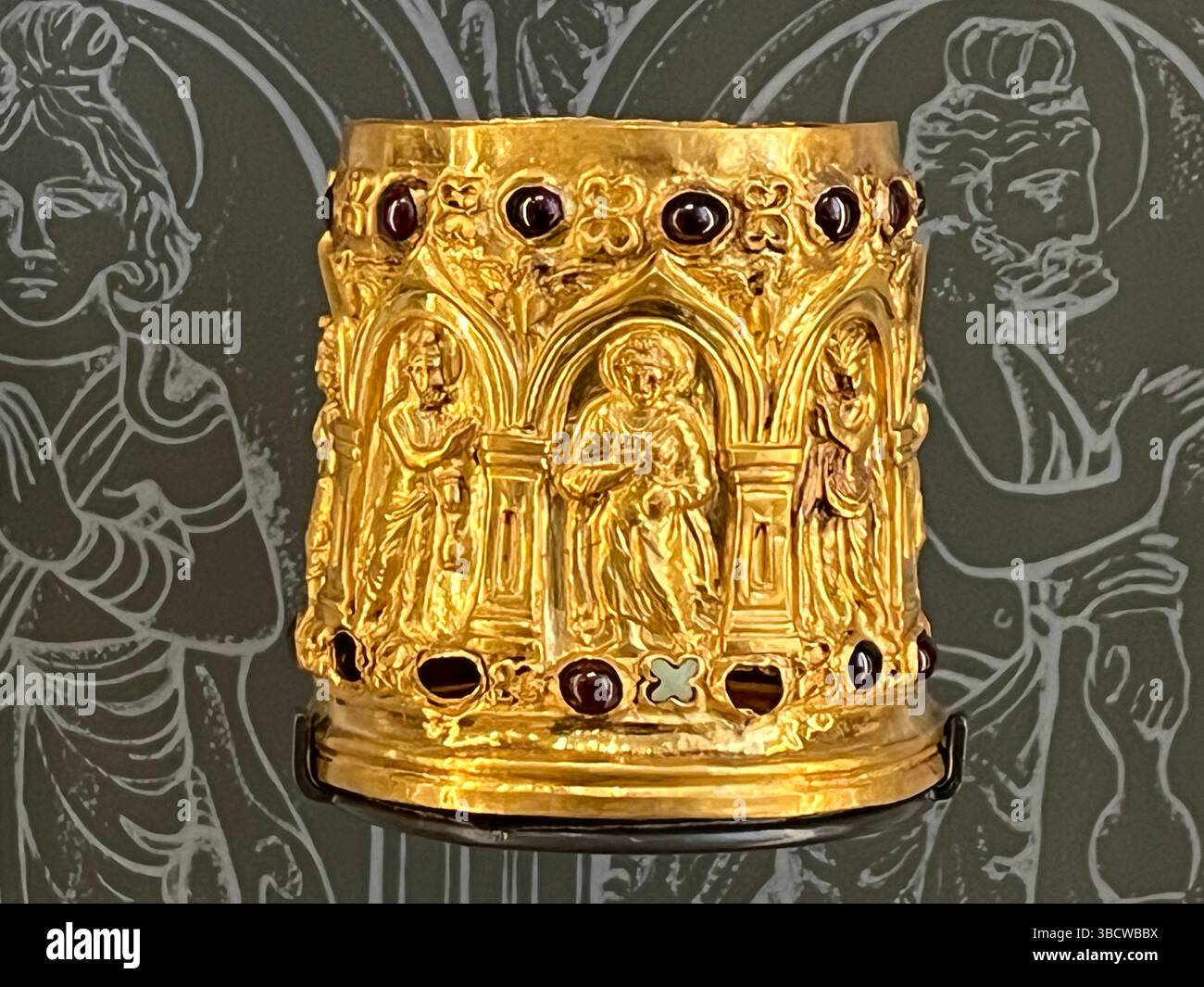 The Bimaran gold reliquary casket, British Museum, UK - Smartphone Captured Stock Image