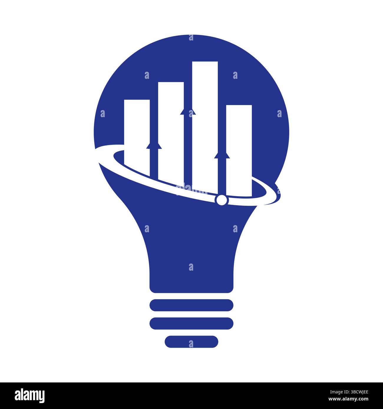 Planet Stats vector logo design template. World finance and bulb shape logo design concept. Stock Vector