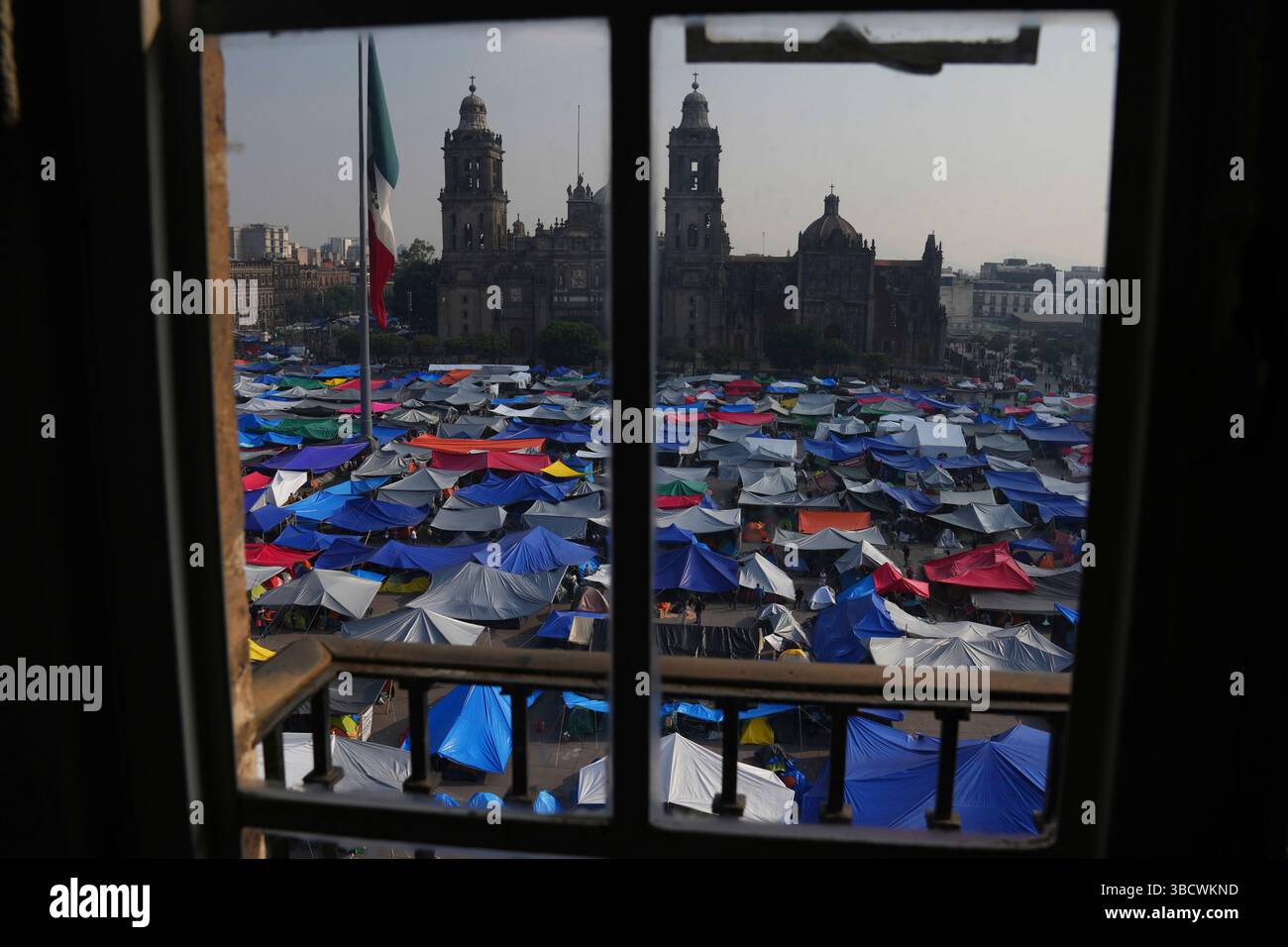 Tents set up by protesting teachers demanding a pay raise among other ...