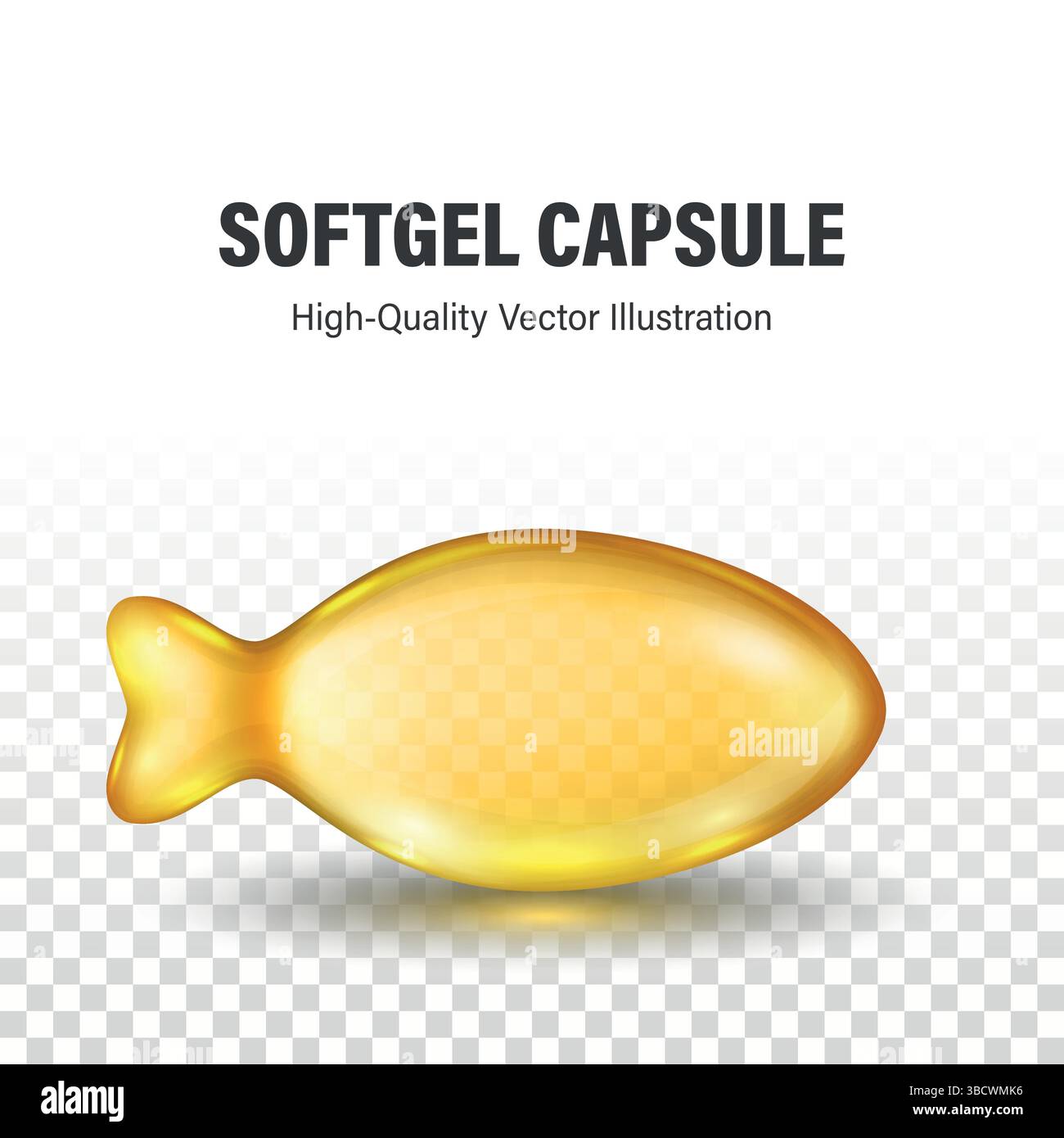 Vector 3d Realistic Softgel Capsule, Isolated. Realistic Fish-Shaped ...