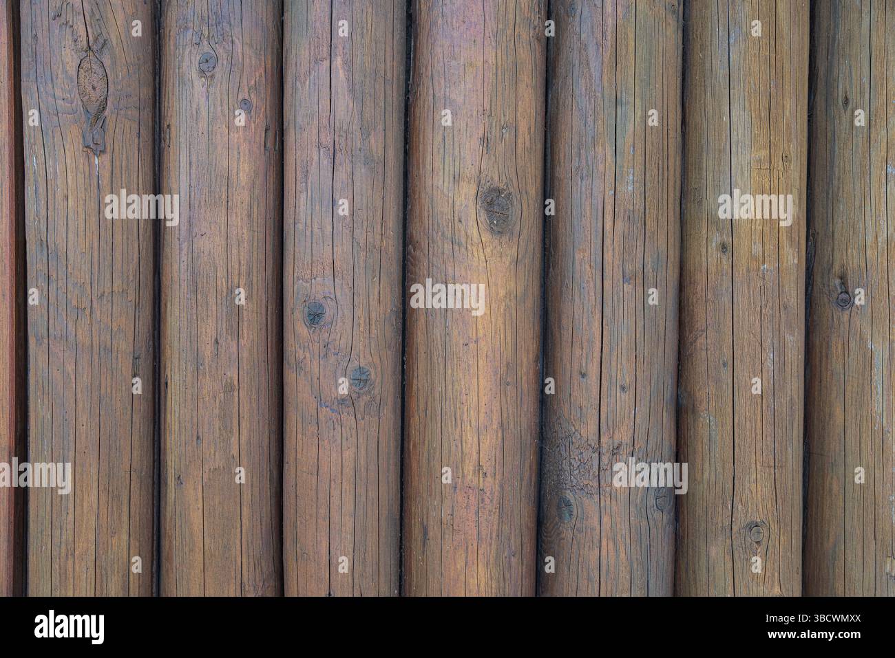 Texture of old log wall, logs Stock Photo