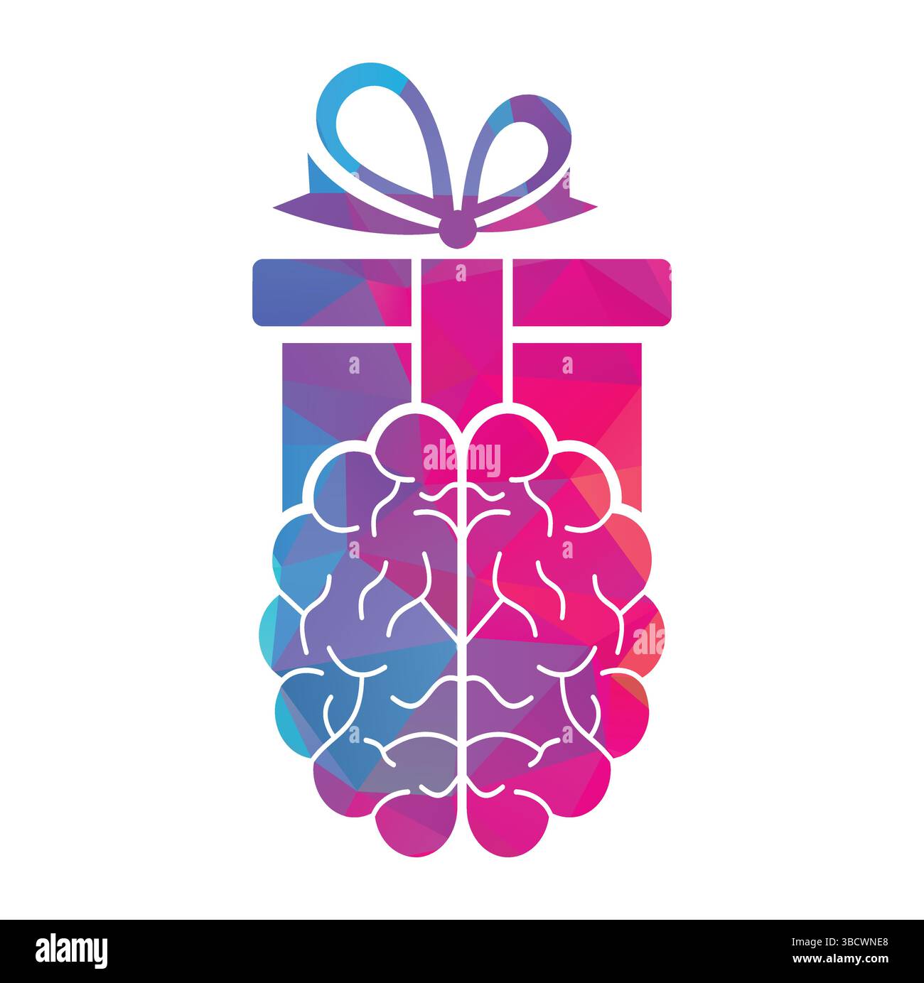 Gift Brain Logo Icon Design. Stock Vector