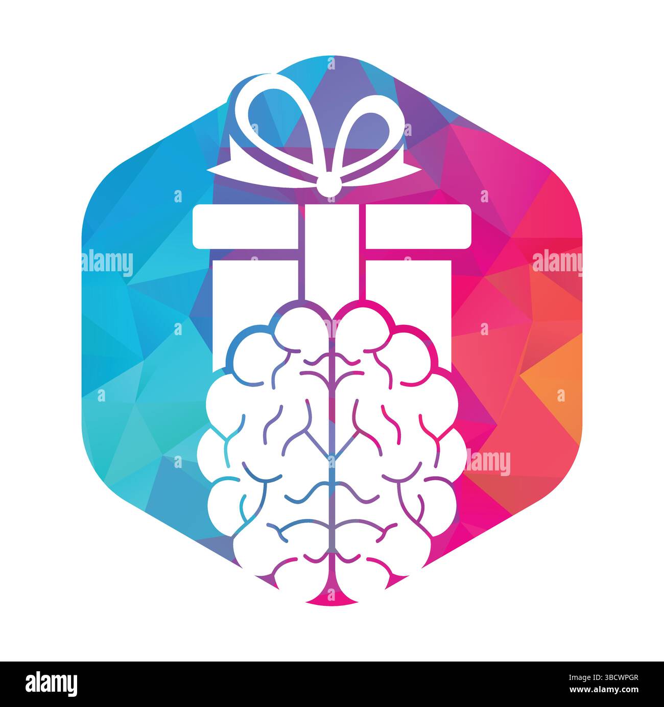 Gift Brain Logo Icon Design. Stock Vector