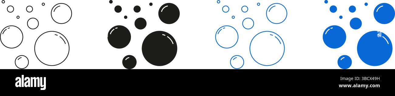 Bubbles Icon Line And Solid Icon Set. Circular Bubbles Symbol Collection. Isolated Vector Illustration Stock Vector