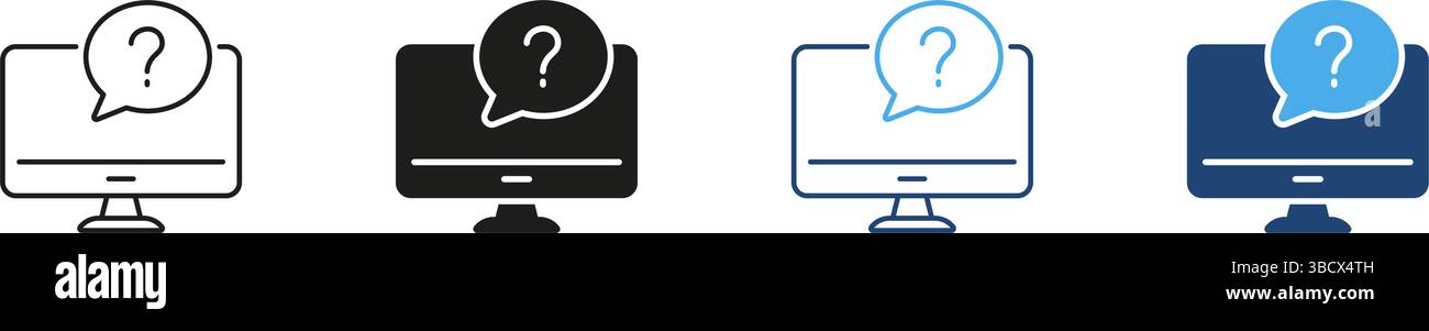 Computer With Question Mark Icon Set. Technical Support, It Help, And ...