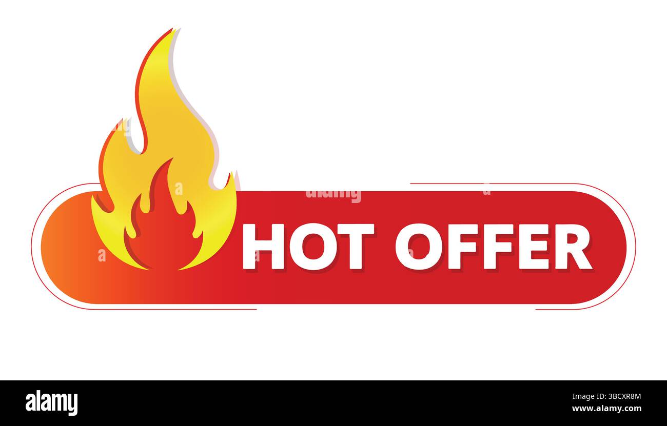 Hot Offer Label.  Hot Offer Tag . Hot Offer Vector . Modern Web Banner Element With Flame Stock Vector
