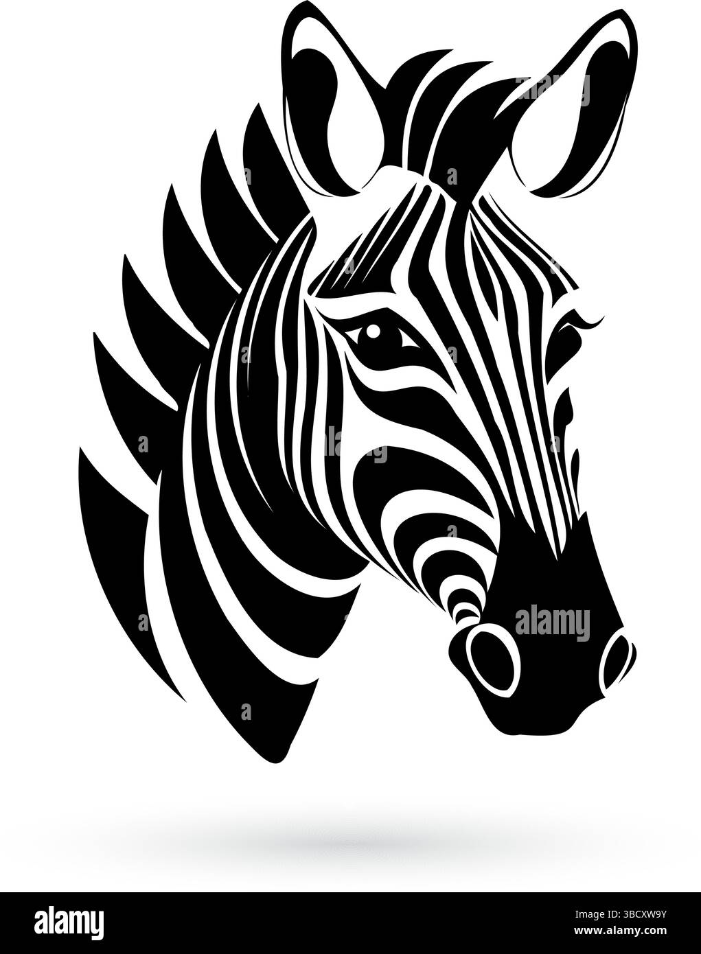Stylized black and white zebra head logo template on a white background Stock Vector