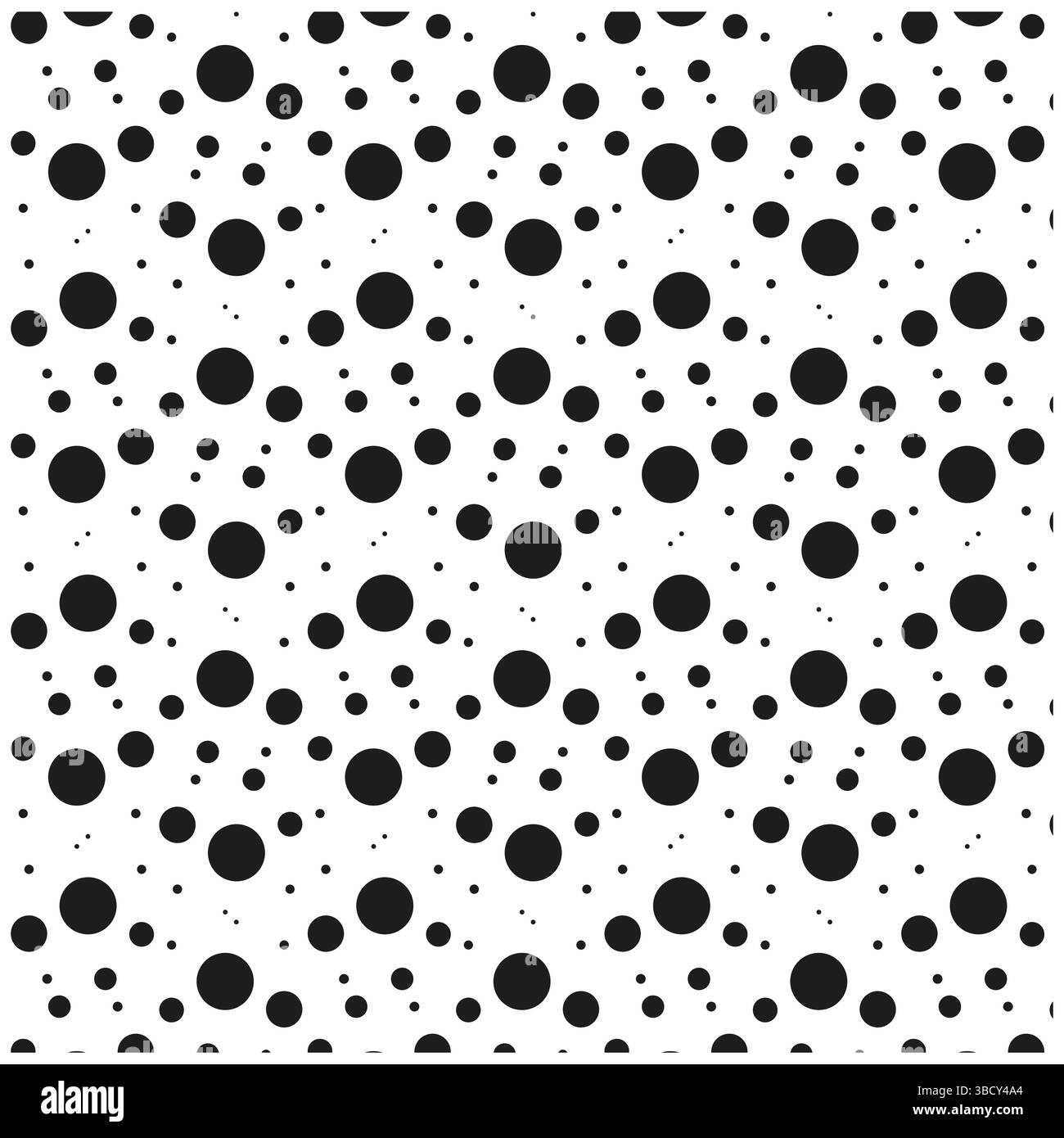 Bold black dots. Seamless circular spots. Repeating polka motif. High contrast design. Stock Vector
