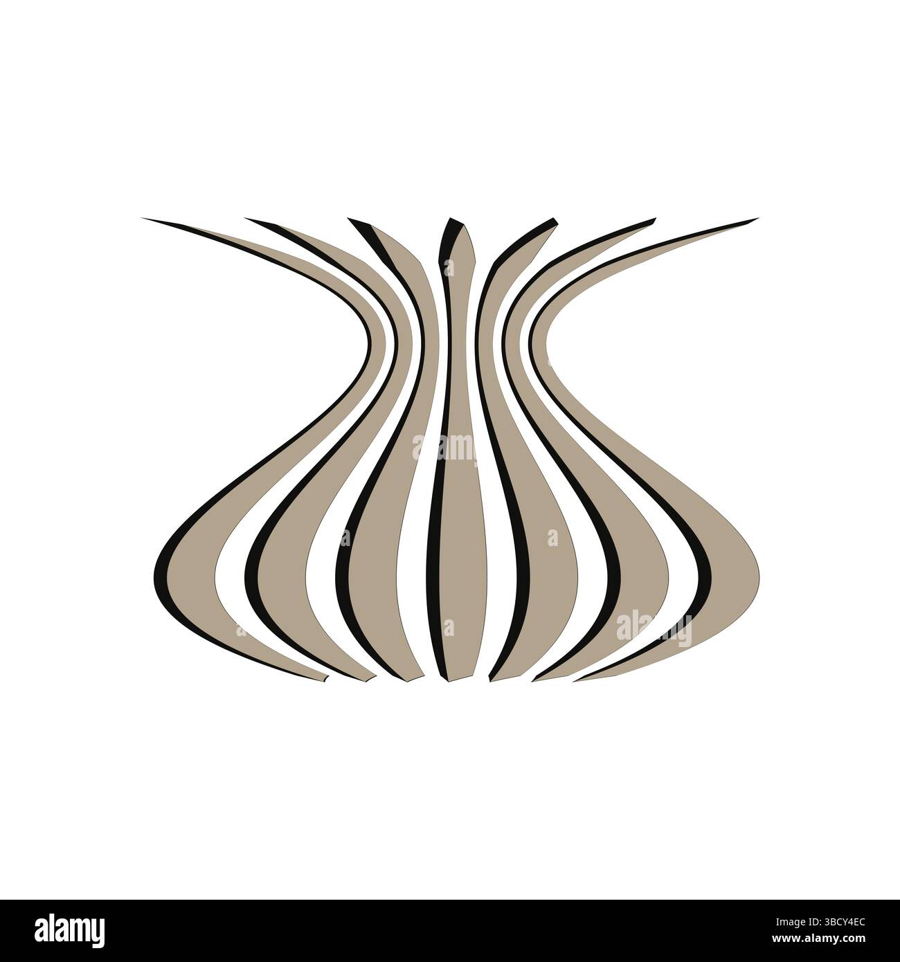 Abstract drop shape. Symmetric vector figure. Beige black stripes ...
