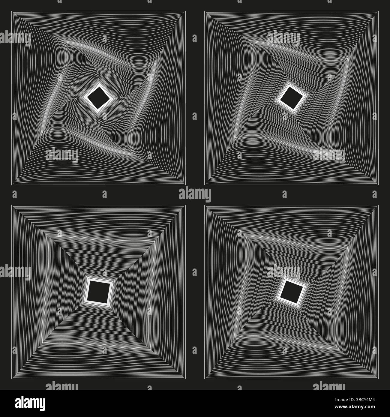 Square pattern icon. Black geometric shape. Four part symmetry. Vector ...