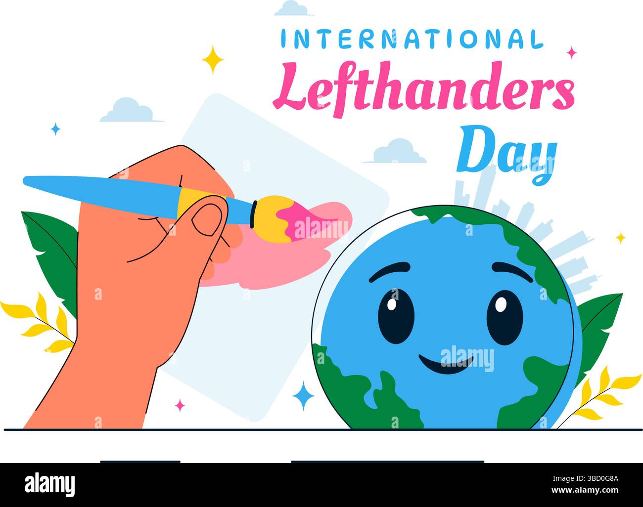 Happy Left Handers Day Celebration Vector Illustration Featuring the Awareness and Pride of Being Left Handed in a Flat Style Cartoon Background Stock Vector