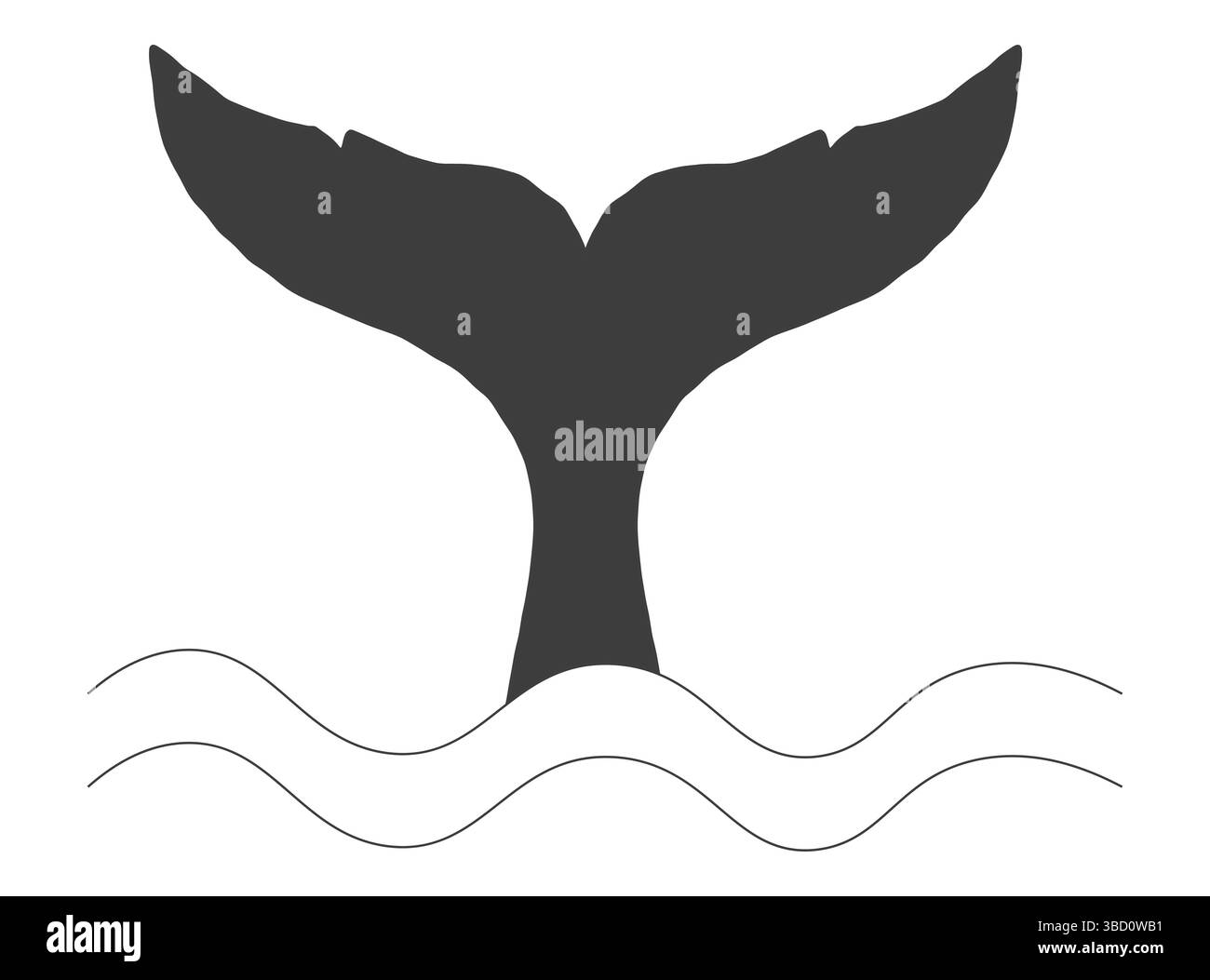 Whale Tale Icon ocean animal, mammal tail line sketch. Vintage simple ...