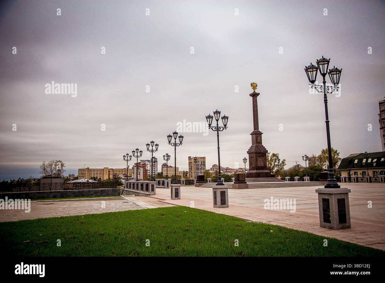 A statue in the Lenin square park in Khabarovsk, Russia Stock Photo