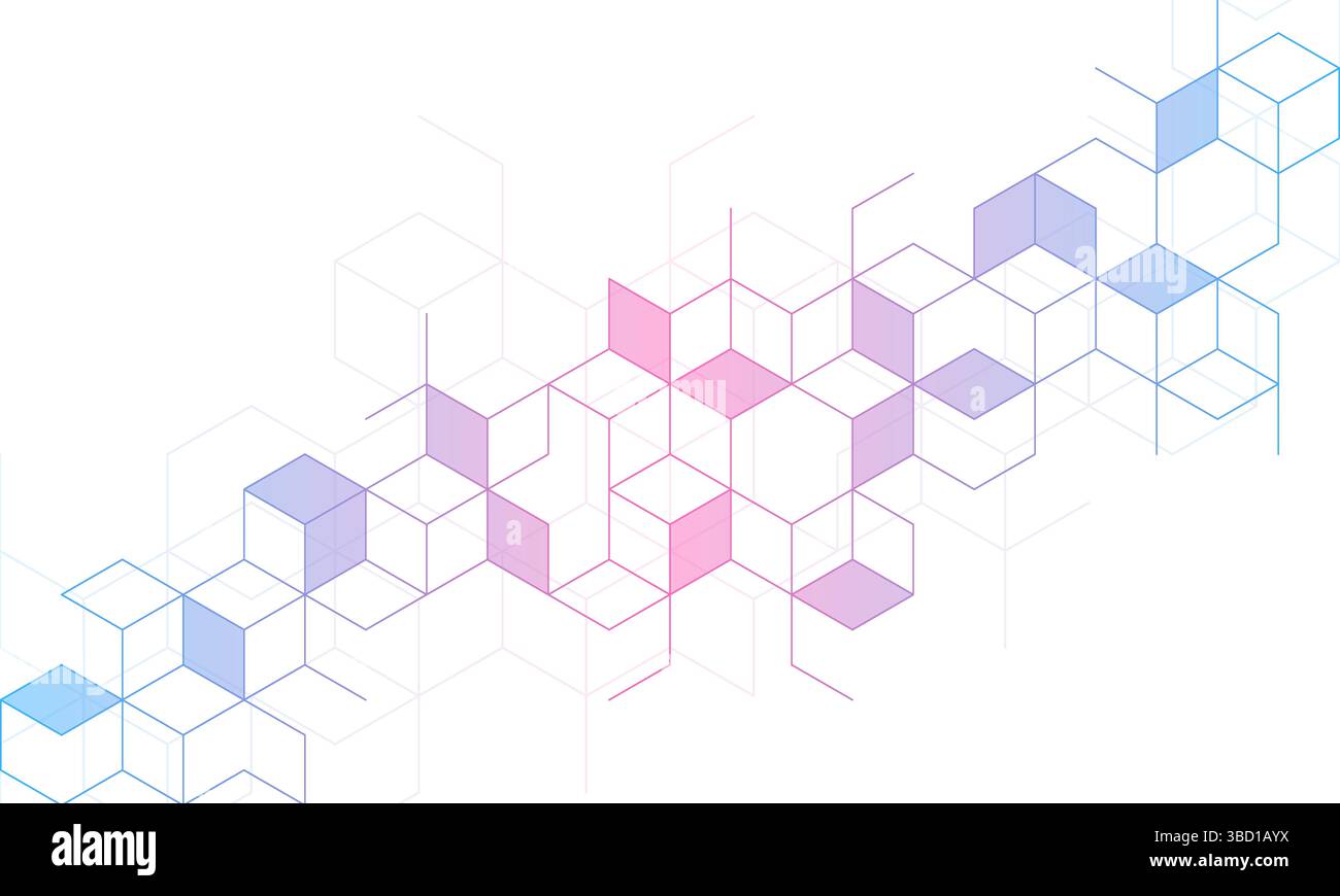 Abstract geometric background with isometric vector blocks, polygon shape pattern Stock Vector