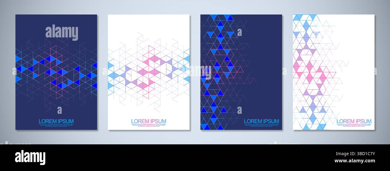 Abstract geometric covers and brochures with triangles shape patterns Stock Vector