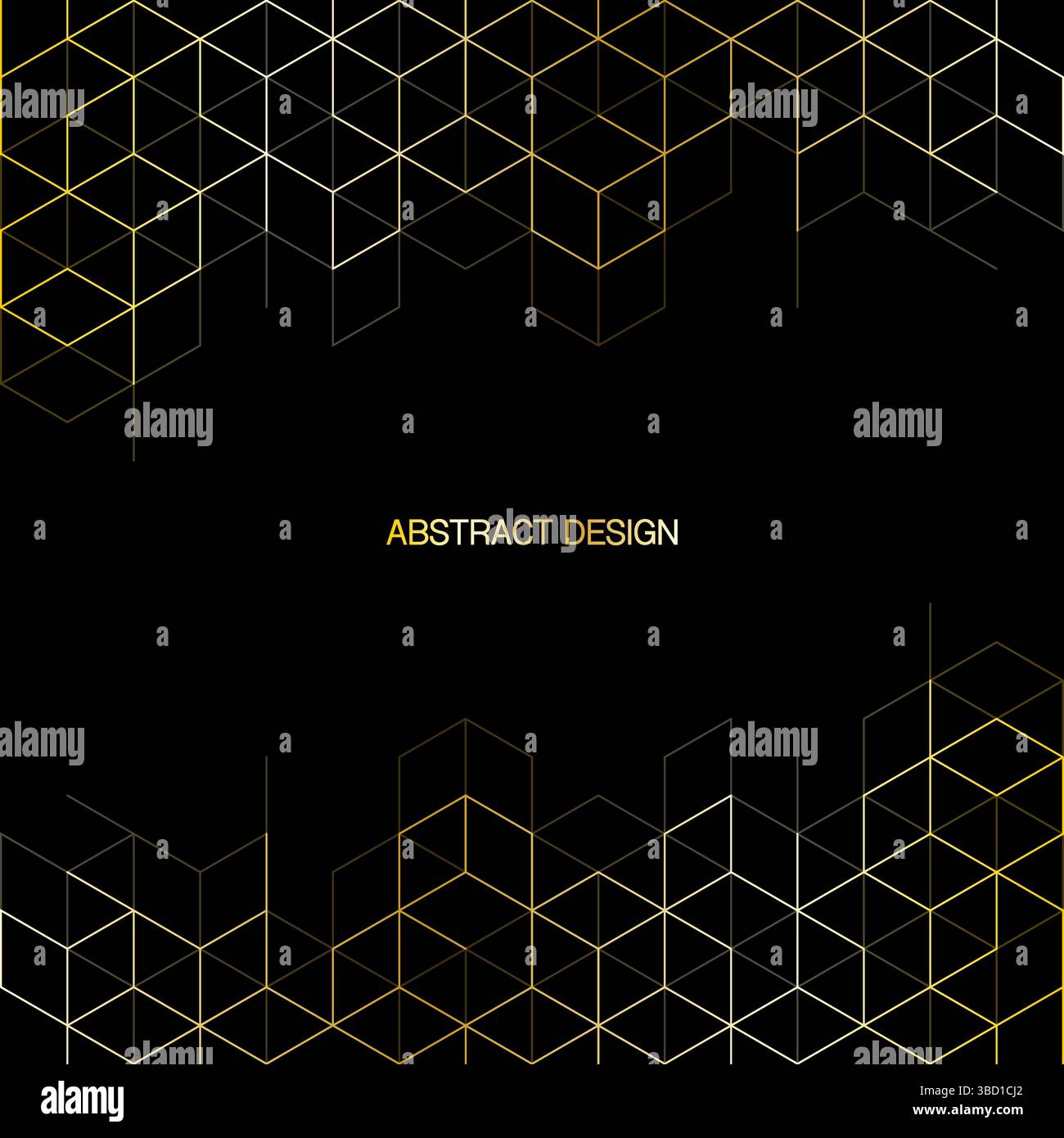 The graphic design element and abstract geometric background with isometric golden vector blocks Stock Vector
