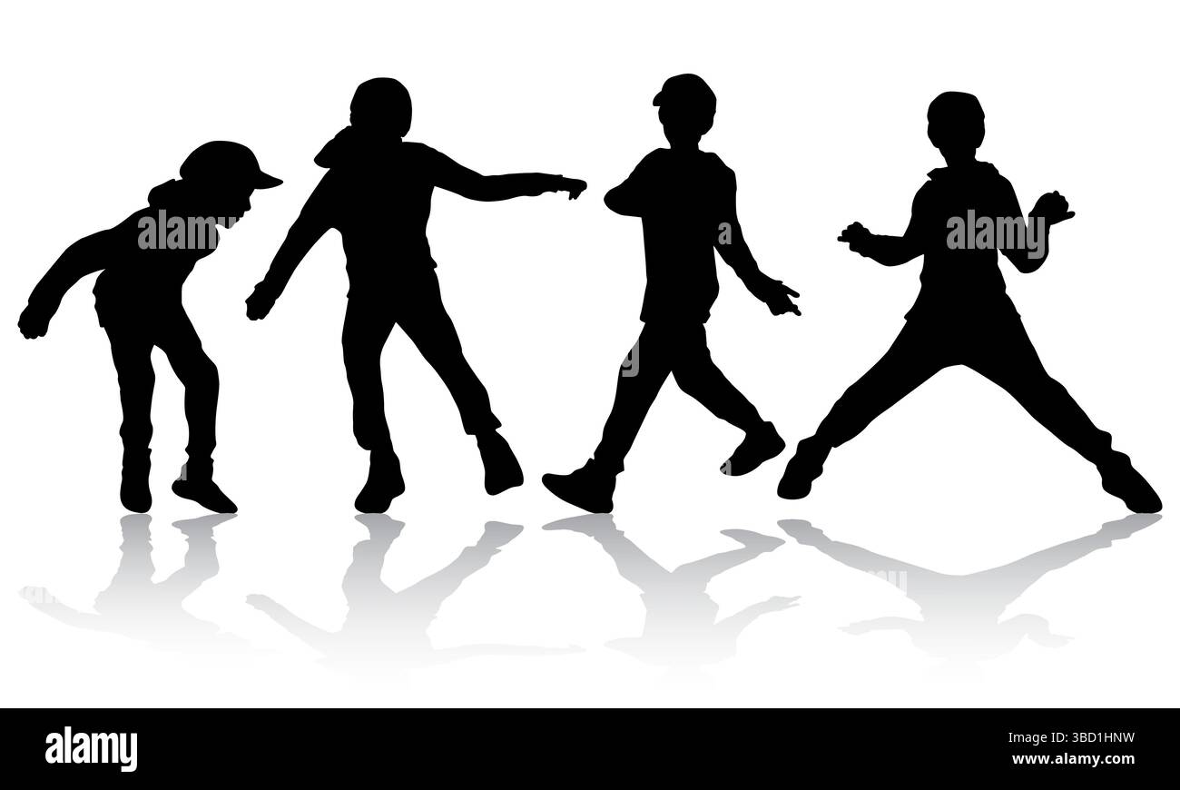 Free happy boys silhouettes Stock Vector