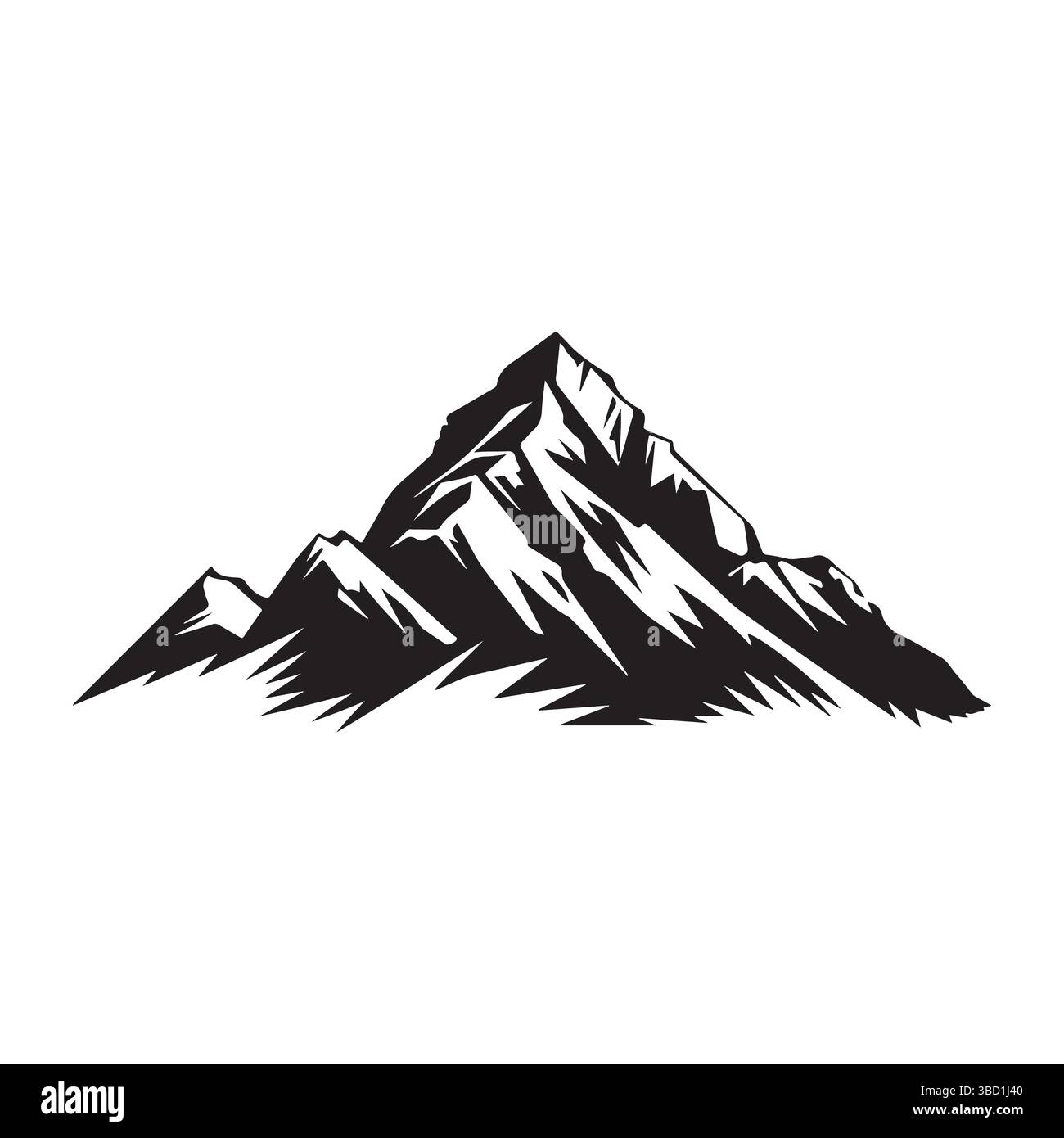 Monochrome mountain range black silhouette white background Stock Vector