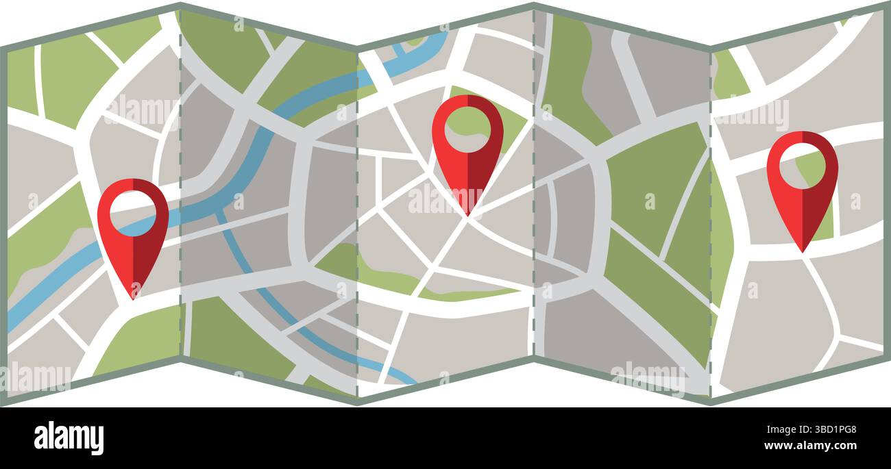 Pin Map City city map with location pins isolated vector illustration Stock Vector ...