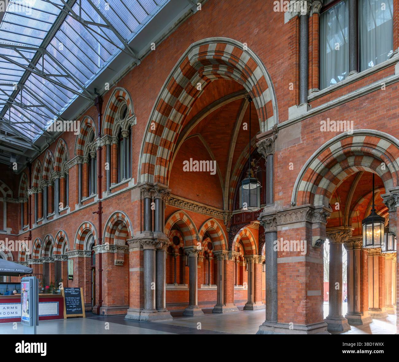 Early morning at London's St Pancras International train station. Eurostar trains start their train journey through the channel tunnel from here. Stock Photo