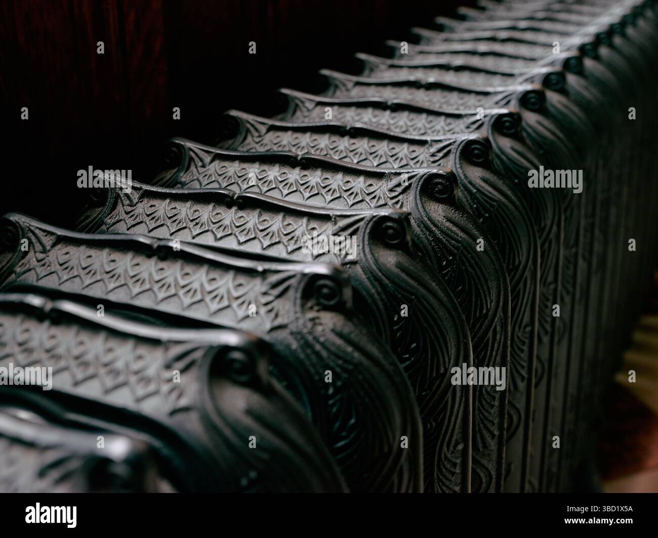 Cast iron vintage central heating radiators Stock Photo