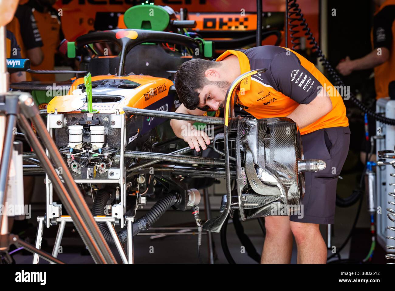 McLaren F1 Team MCL39, mechanical detail of front braking system during ...