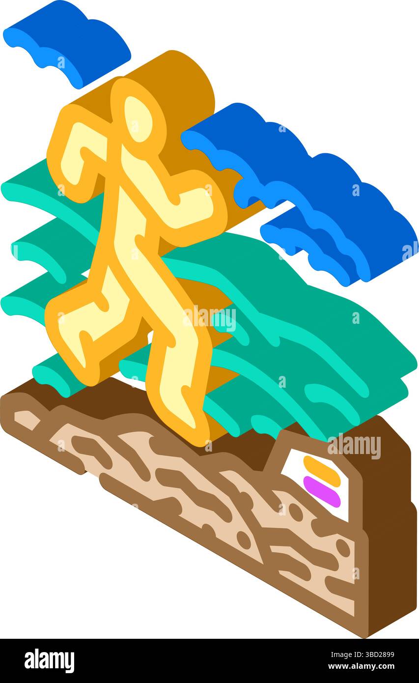 mountain trail running outdoor fitness isometric icon vector ...