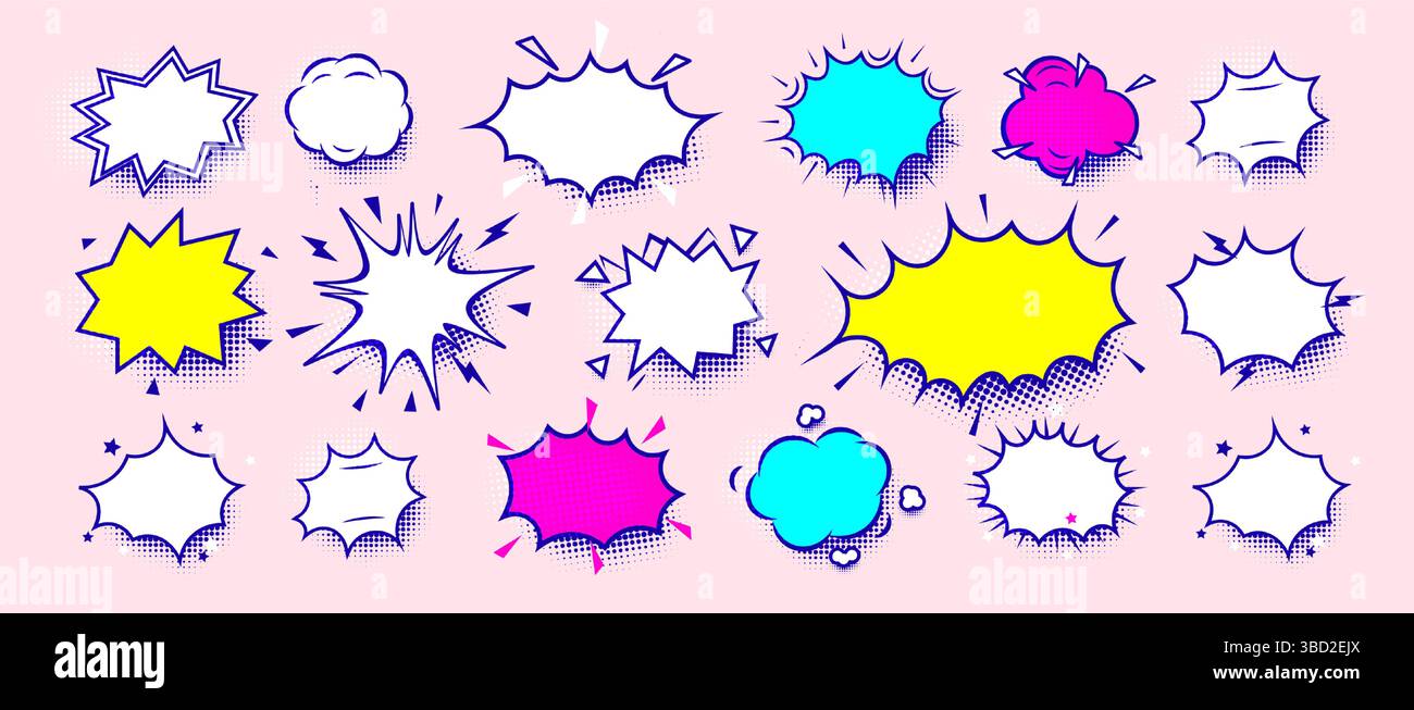Blank comic speech bubbles in retro pop art style. Colorful cartoon ...
