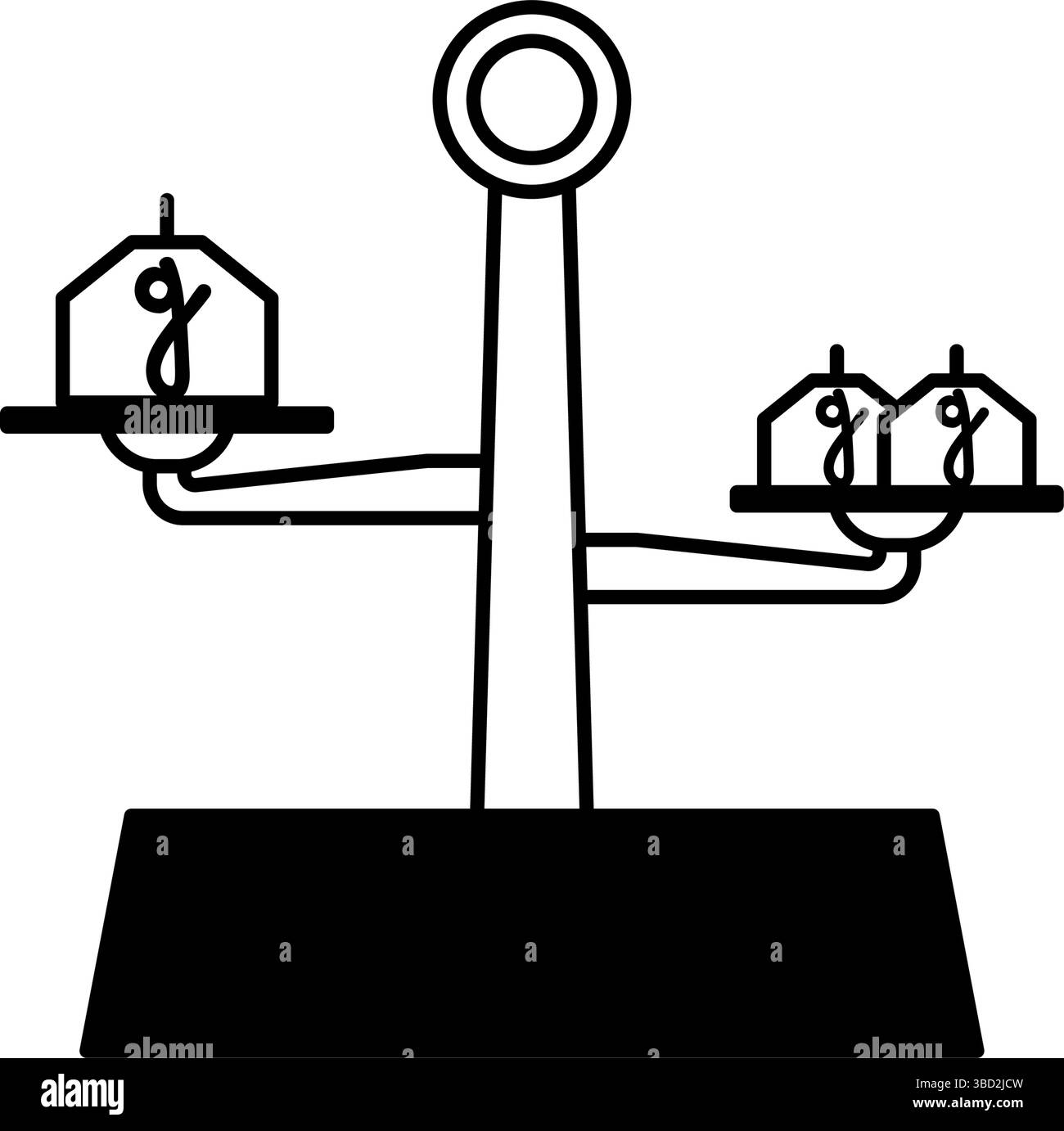 Simple line drawing icon of a scale with weights on it, Vector ...