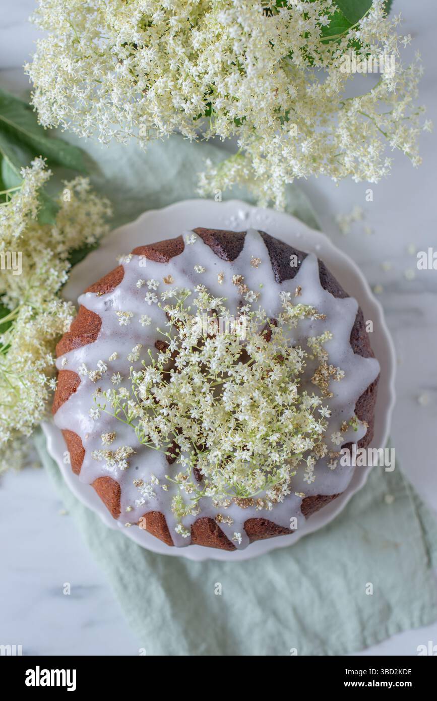 sweet home made elderflower bundt cake Stock Photo