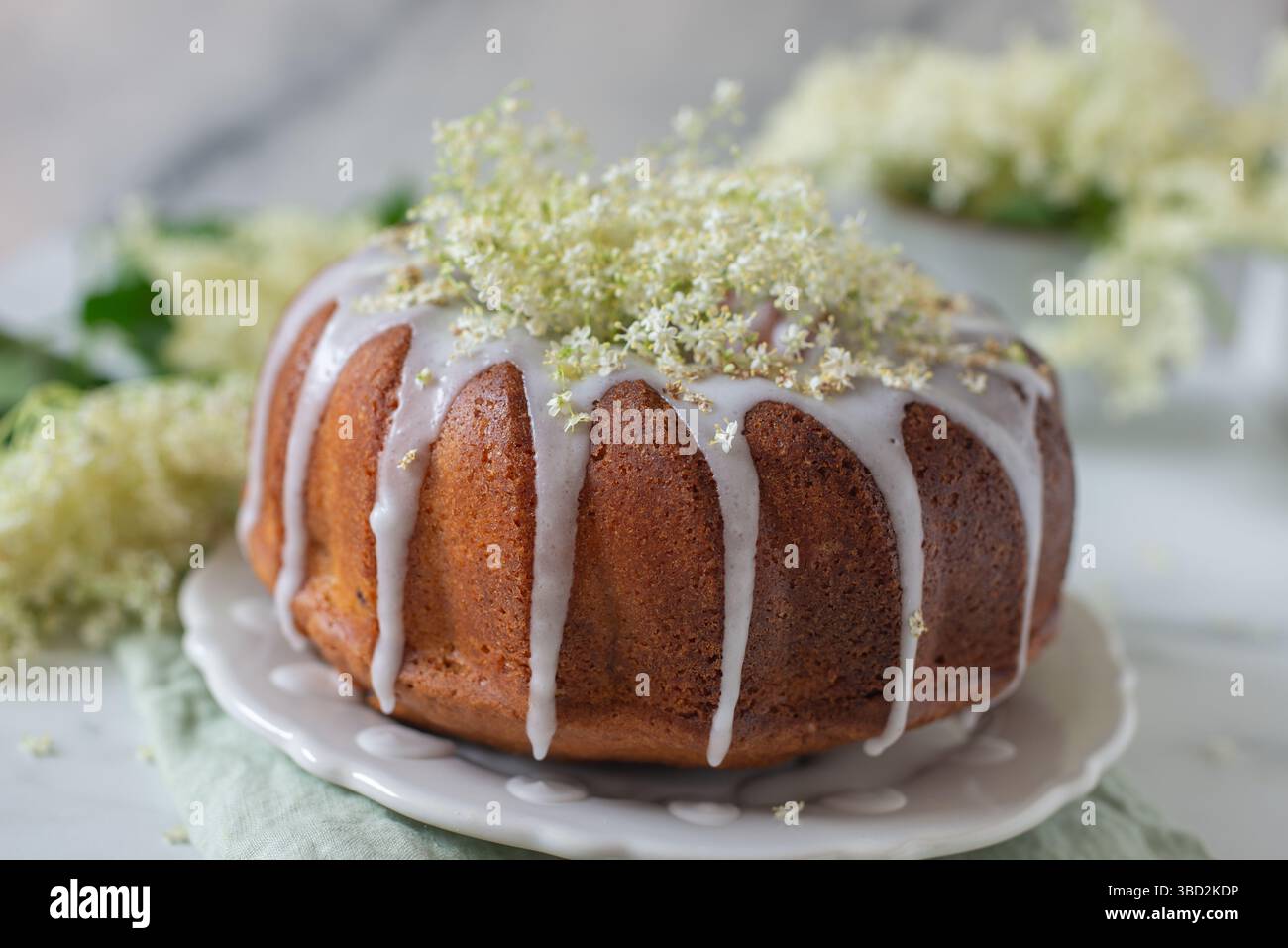 sweet home made elderflower bundt cake Stock Photo