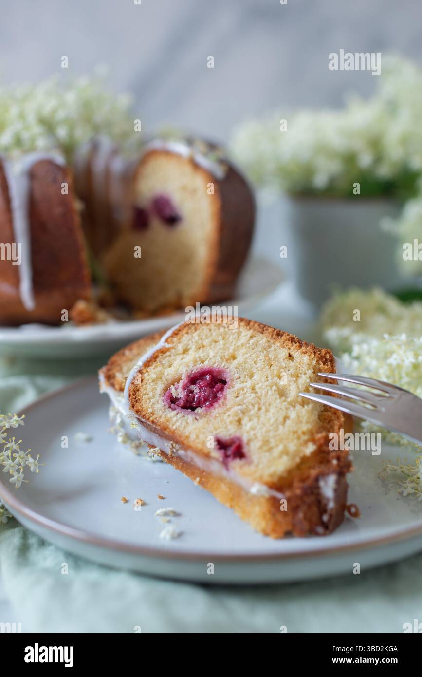 sweet home made elderflower bundt cake Stock Photo