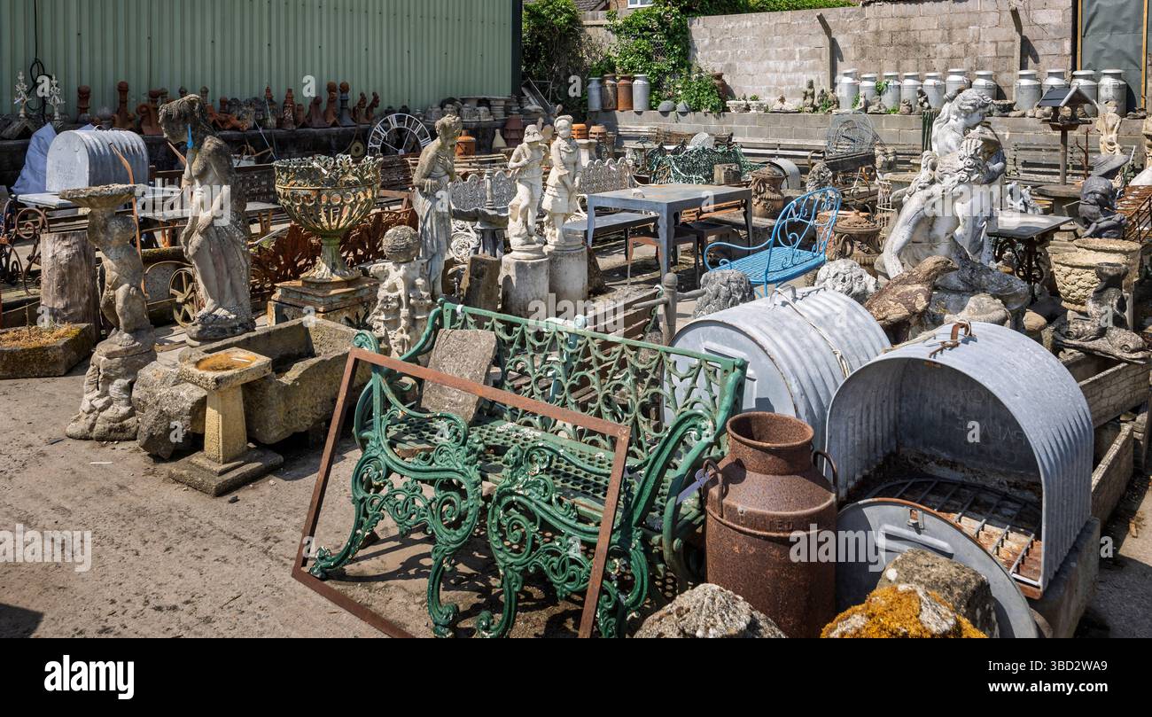 Assortment of stone statues and outdoor garden reclaimed objects at ...