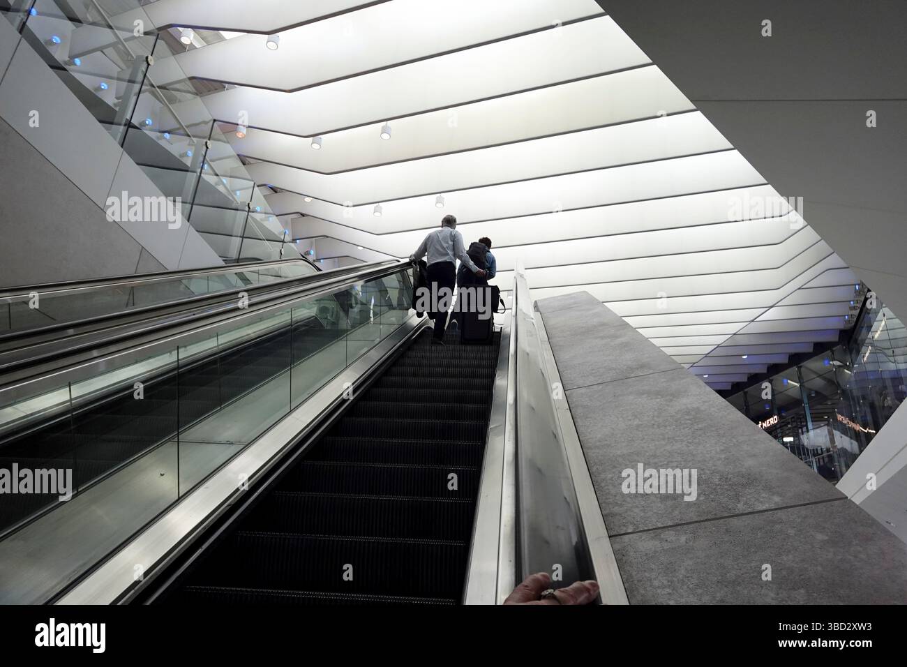 Escalators in Terminal 2 Heathrow Stock Photo