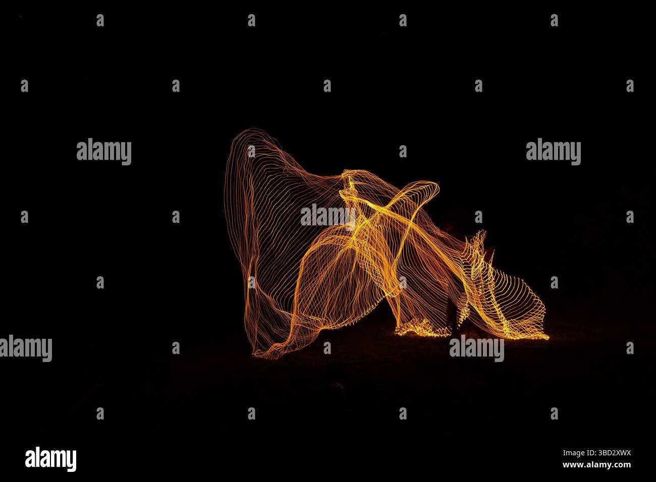 Lights dancing in the darkness of the night Stock Photo