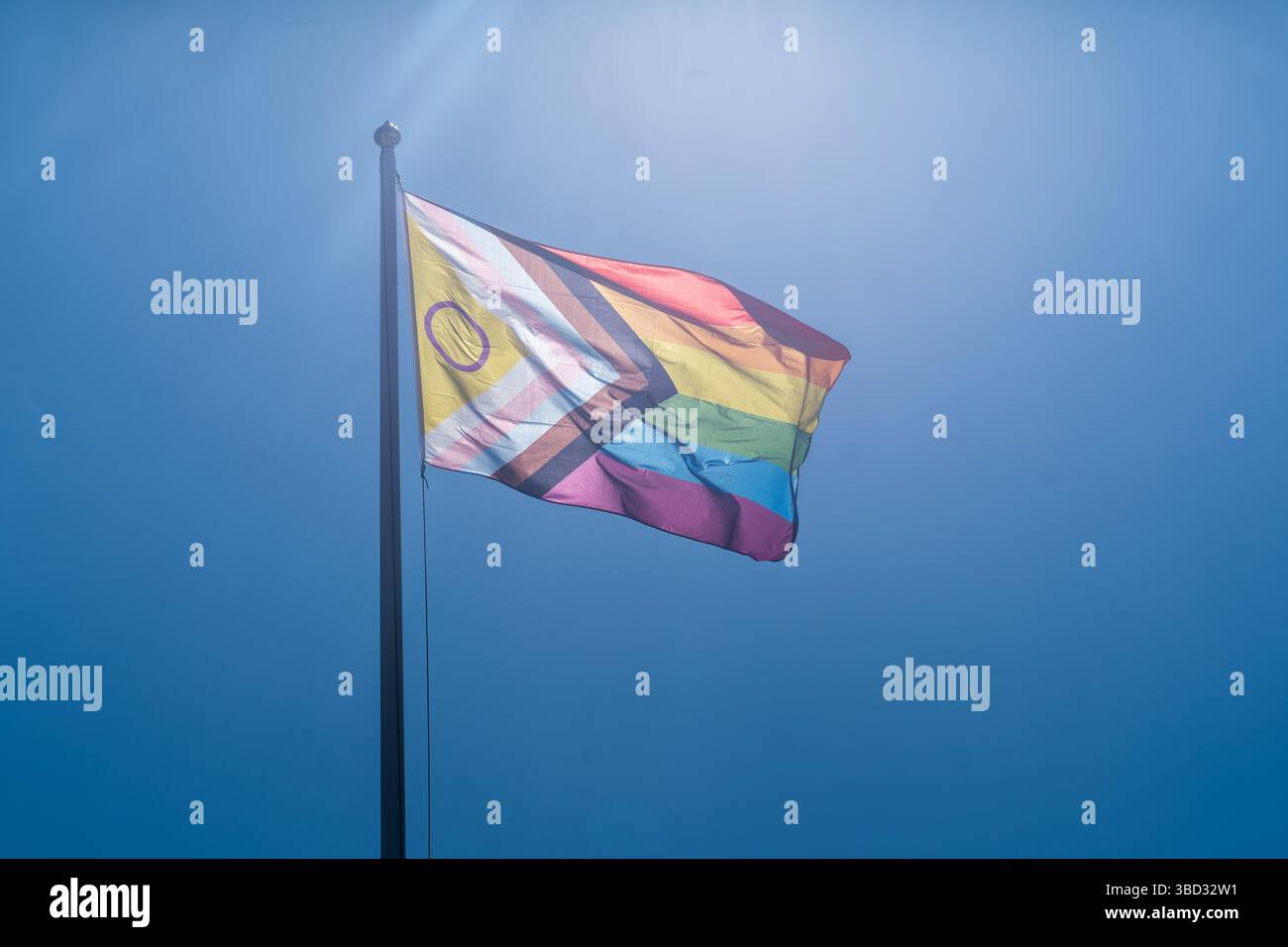 Lgbt progress pride flag waving hi-res stock photography and images - Alamy